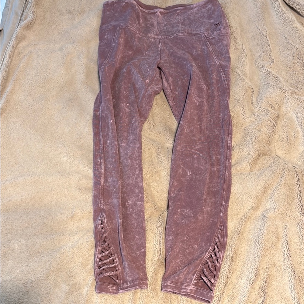 PINK Yoga Leggings with Lattice Detail